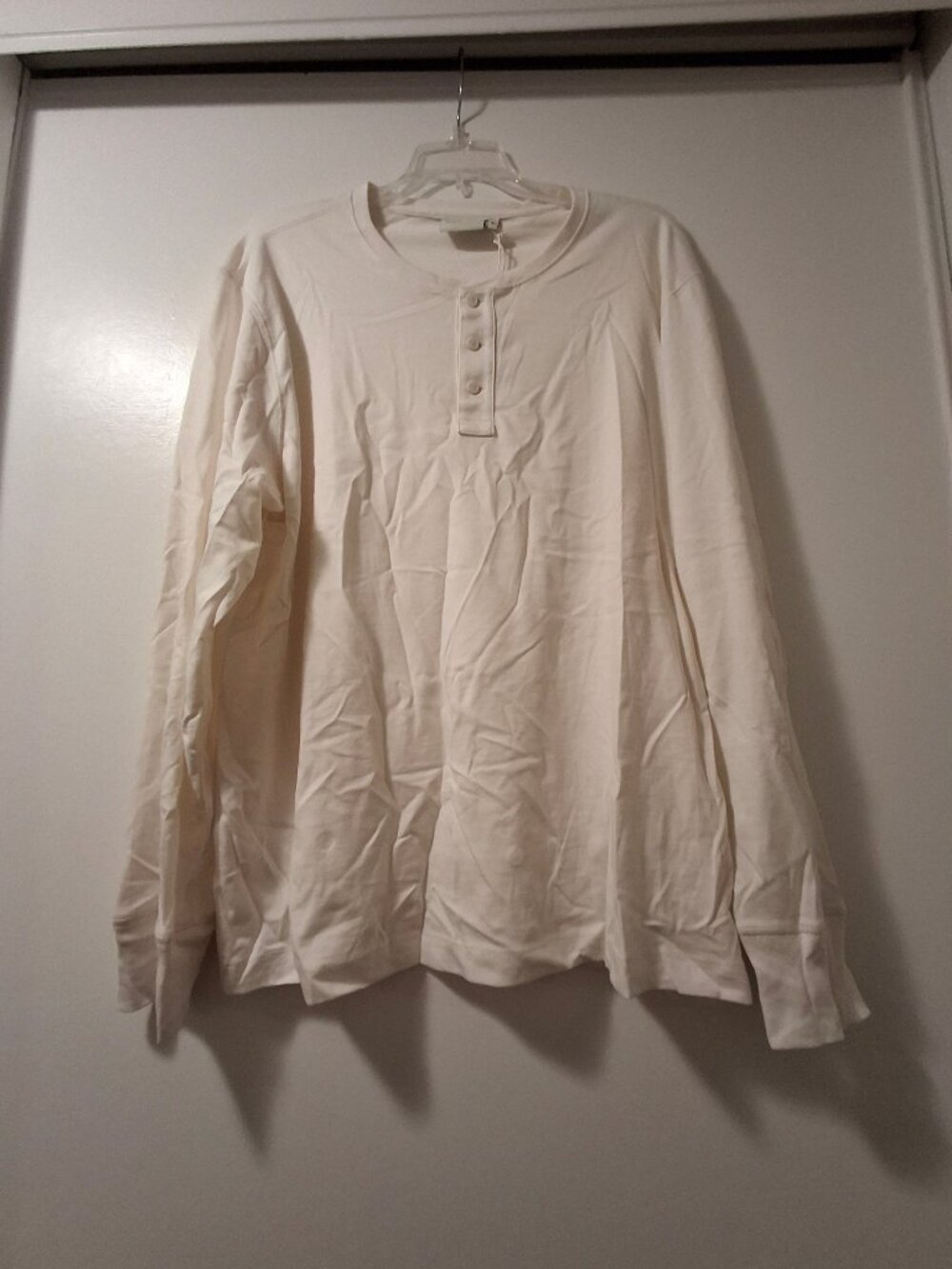NWT Richer Poorer Men's Work Week LS Pima Henley, Bone, sz M